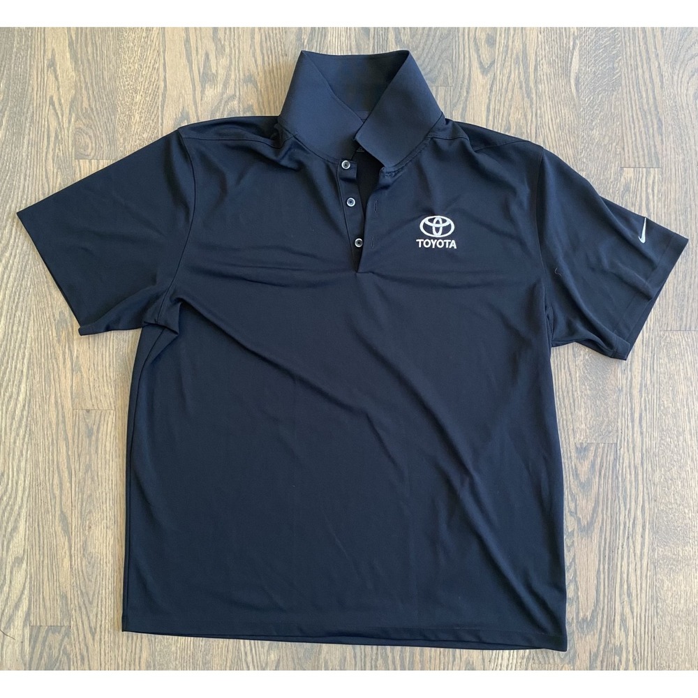 Nike Toyota Golf Polo Shirt Mens XL Black Embroidered Logos